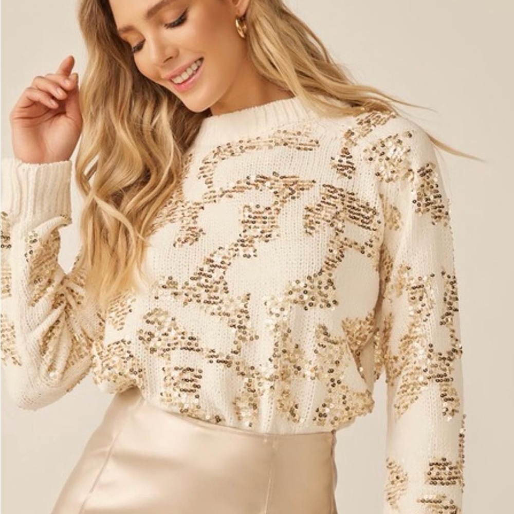 Crop sequin sweater